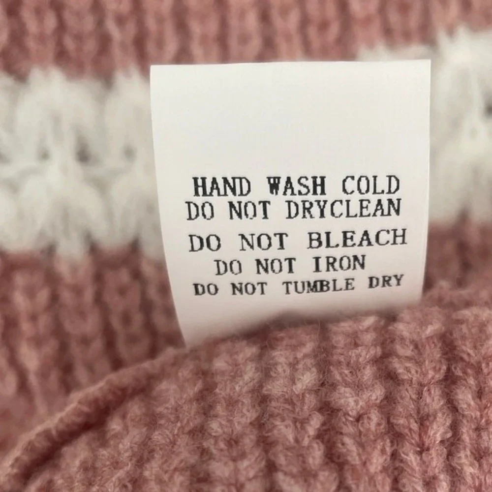 Davi & Dani Women Cozy Tunic Sweater Large Rose Striped Chunky Knit Boutique‎